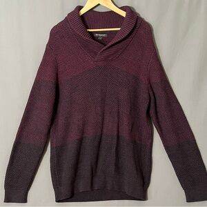 Banana Republic XL Purple Black Heavy Knit Oversized Shawl Collar Sweater